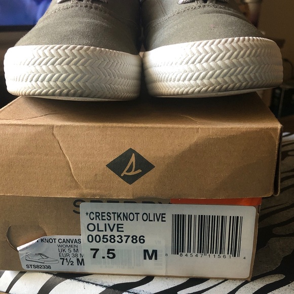 Sperry Women Olive Canvas Sneakers - Picture 1 of 17